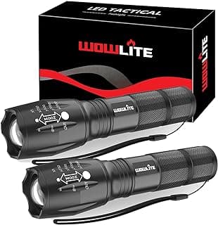 wowlite Lot de 2 lampes de poche tactiques wowlite XML T6 ultra lumineuses avec 5 modes d'éclairage et mise au point réglable pour le... chez Amazon Canada