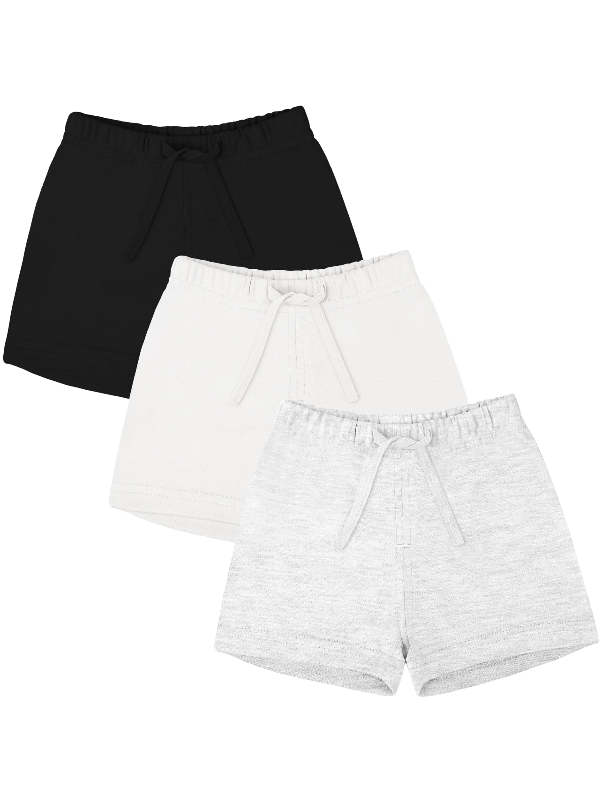Ruisita 3 Pack Unisex Baby Toddler Cotton Shorts with Drawstring Baby Pull-on Soild Shorts Soft Clothes for Summer Daily