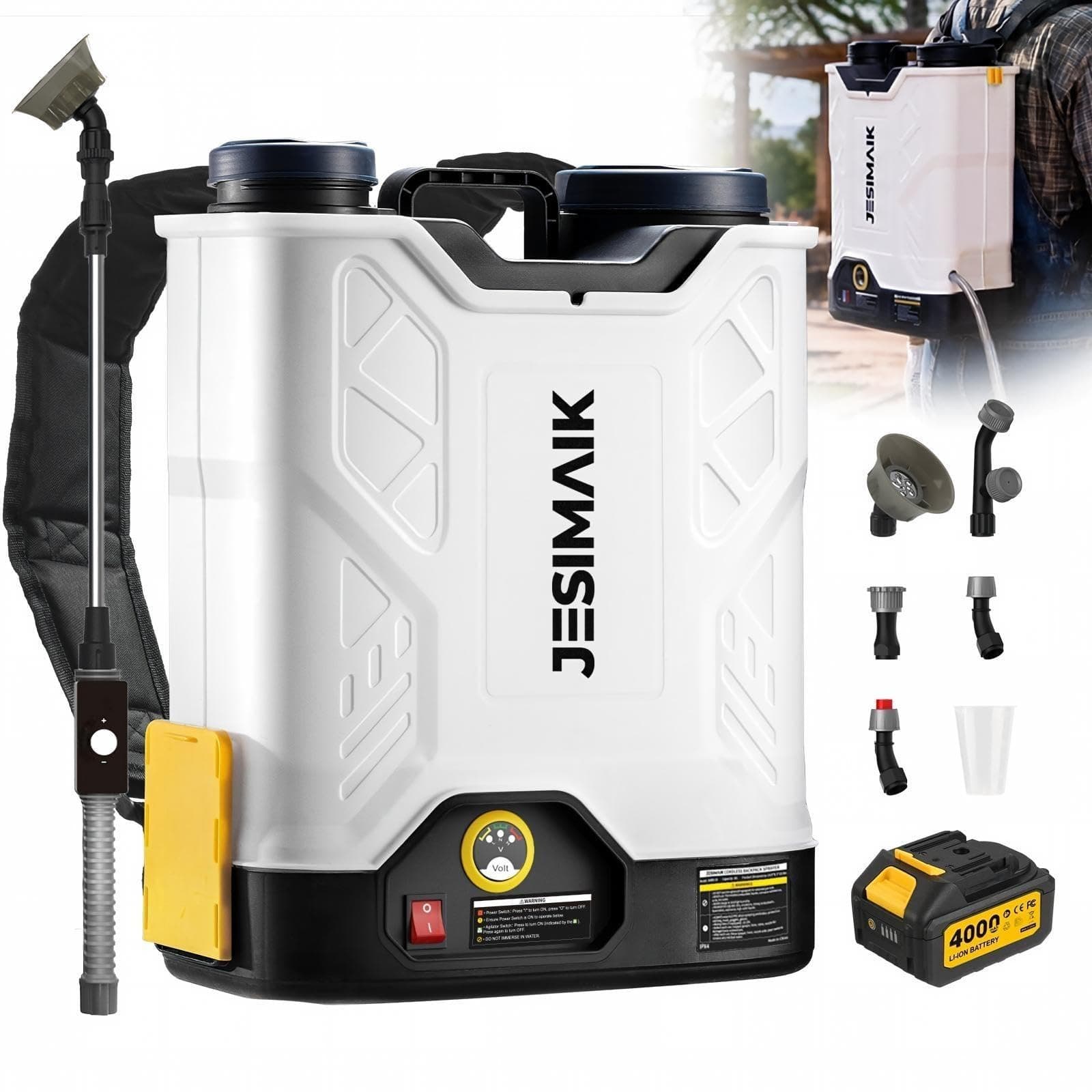 Battery Powered Backpack Sprayer 4.8 Gallon, 120 PSI Fingertip Pressure Control, Electric Weed Sprayer with 4.0Ah