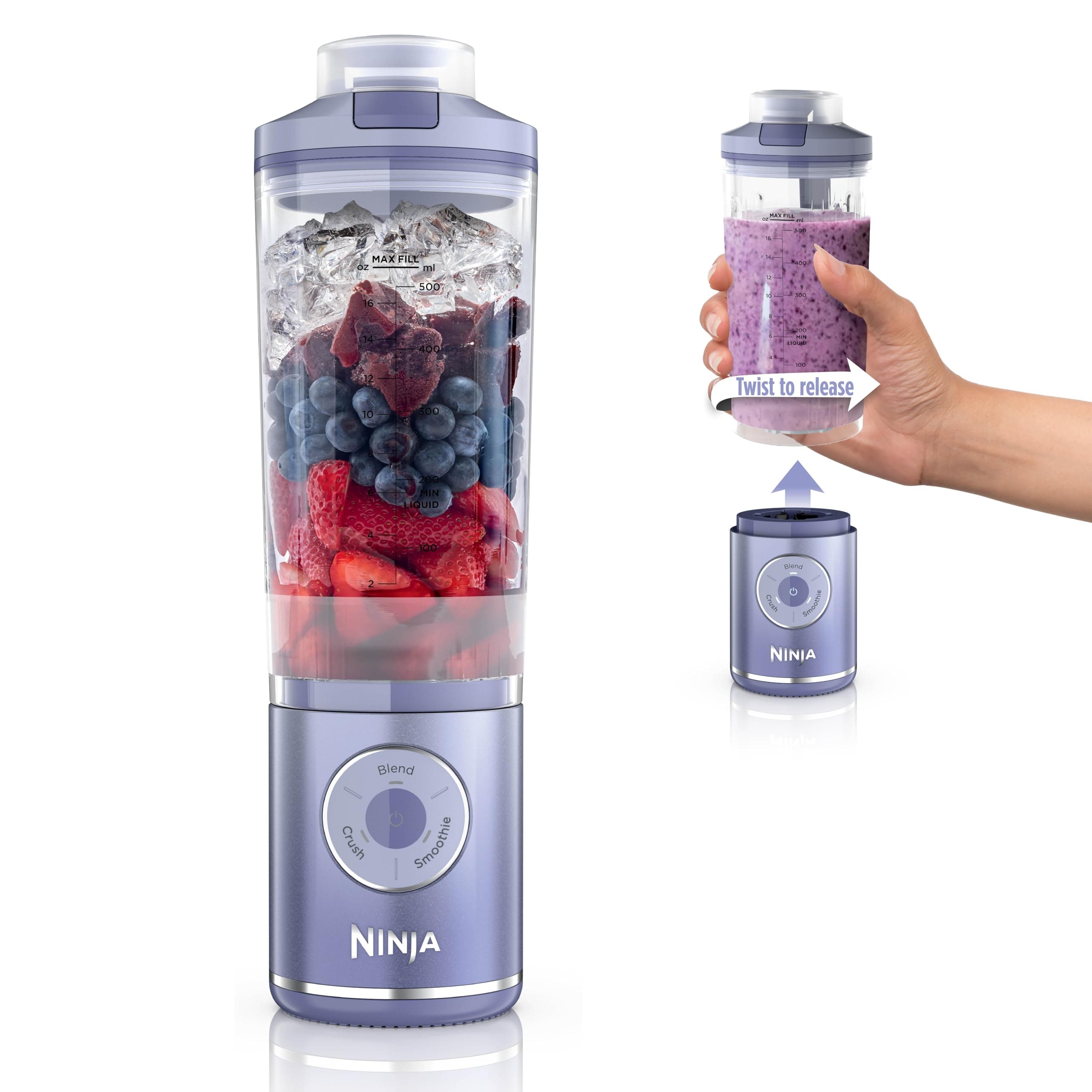 Ninja Blast Max Portable Blender, Twist & Go, 22oz, Lavender, BC251LD | Twist & Go removable 22-oz vessel. Auto-iQ Crush & Smoothie... chez Amazon US