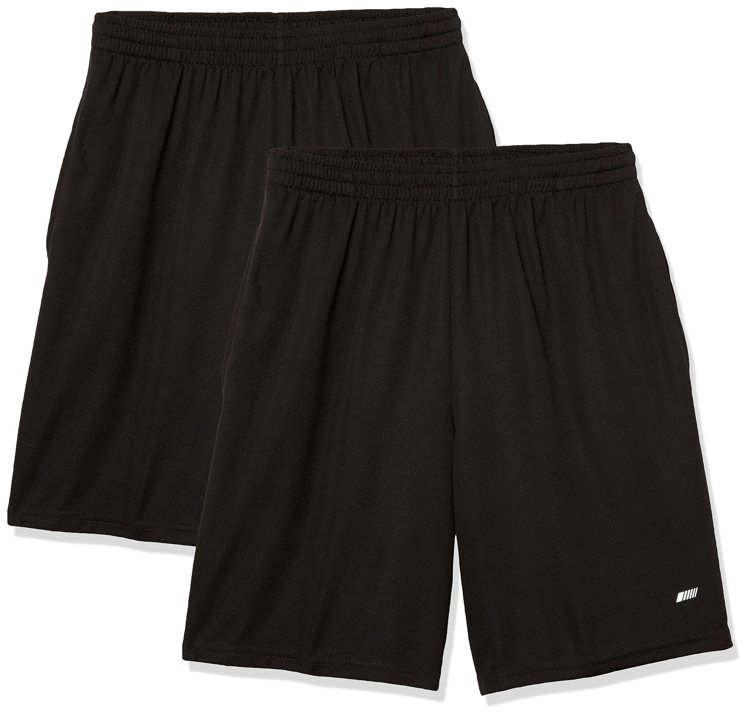 Amazon Essentials Men's Athletic Basketball Gym Shorts, Breathable Moisture Wicking, Loose-Fit Performance Tech, Pack of 2