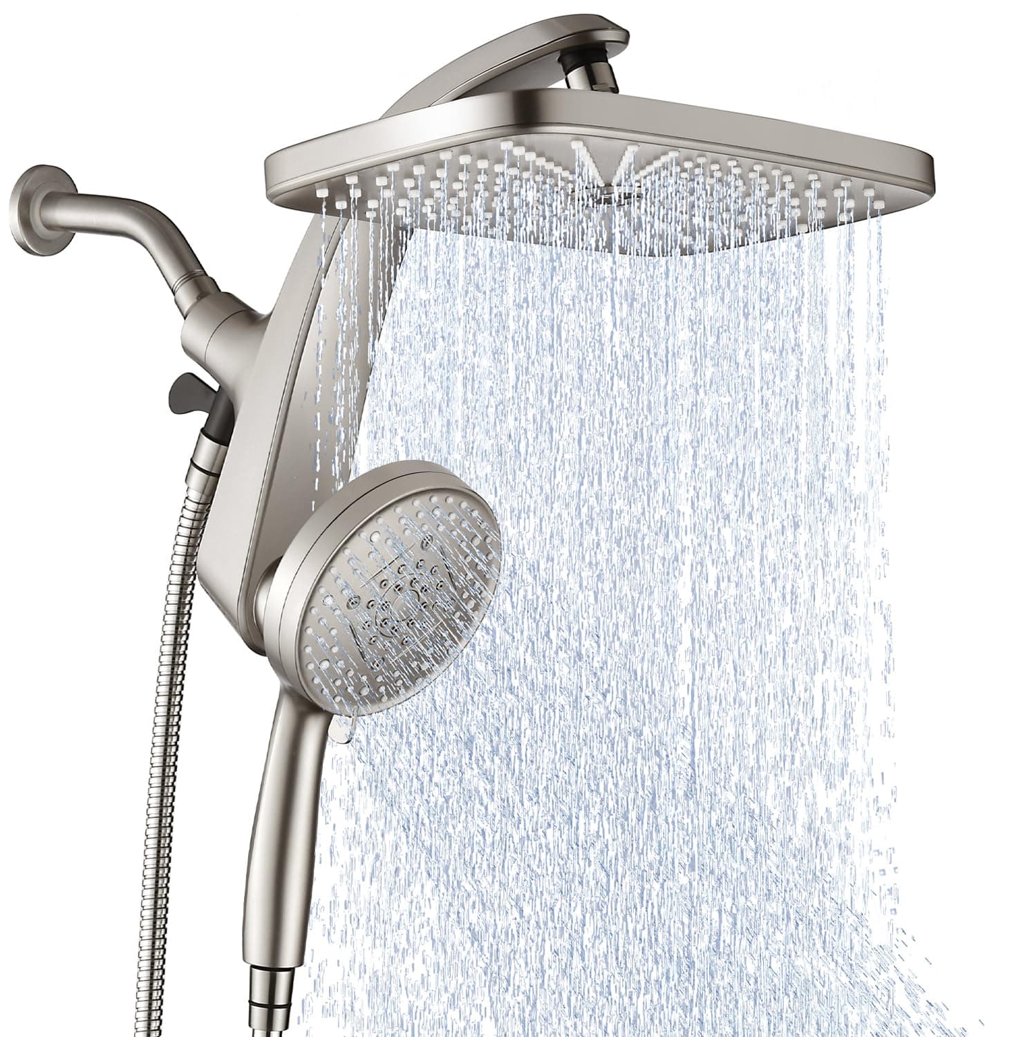 Rain Shower Head with Handheld Showerhead, Nickel 1.8GPM 460311 | 12" High Pressure Rainfall Shower Heads, 9 Sprays Handheld... chez Amazon US