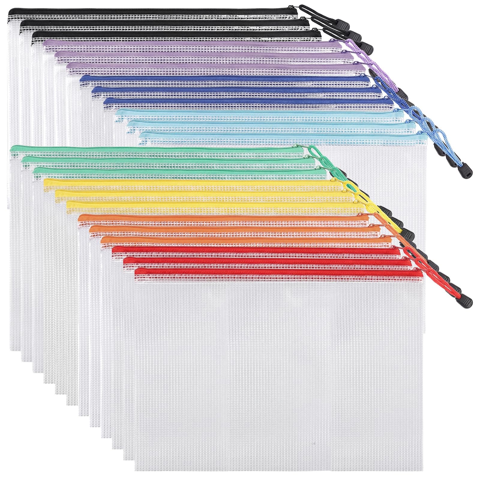 EOOUT 24pcs Mesh Zipper Pouch Bags, for Organizing Storage, Waterproof Zipper Pouches, Letter Size, File Bags for Toys, Puzzle, Board Games chez Amazon US