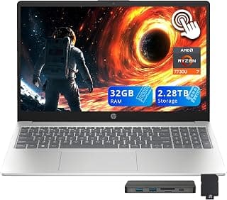 HP Ordinateur portable à écran tactile FHD IPS de 15,6 po, AMD Ryzen 7 7730U, 32 Go de RAM, 2,28 To de stockage (SSD de 2 To + station... chez Amazon Canada