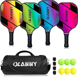 OLANNY Graphite Pickleball Paddles 4 Pack - Premium Rackets Fiber Face & Polymer Honeycomb Core Pickleball Set Includes 4 Pickleball... chez Amazon Canada