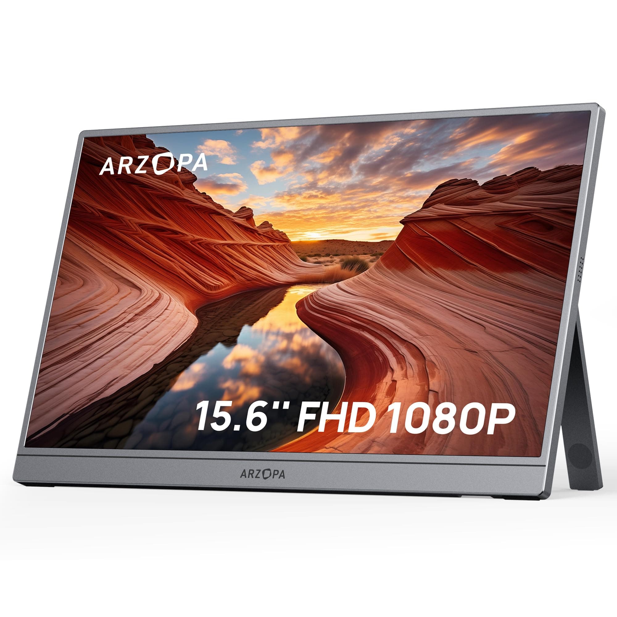 ARZOPA 15.6" Portable Monitor Space Grey, FHD IPS Portable Screen Ultra Thin USB-C Monitor, HDR10, Speakers, USB C & HDMI... chez Amazon UK