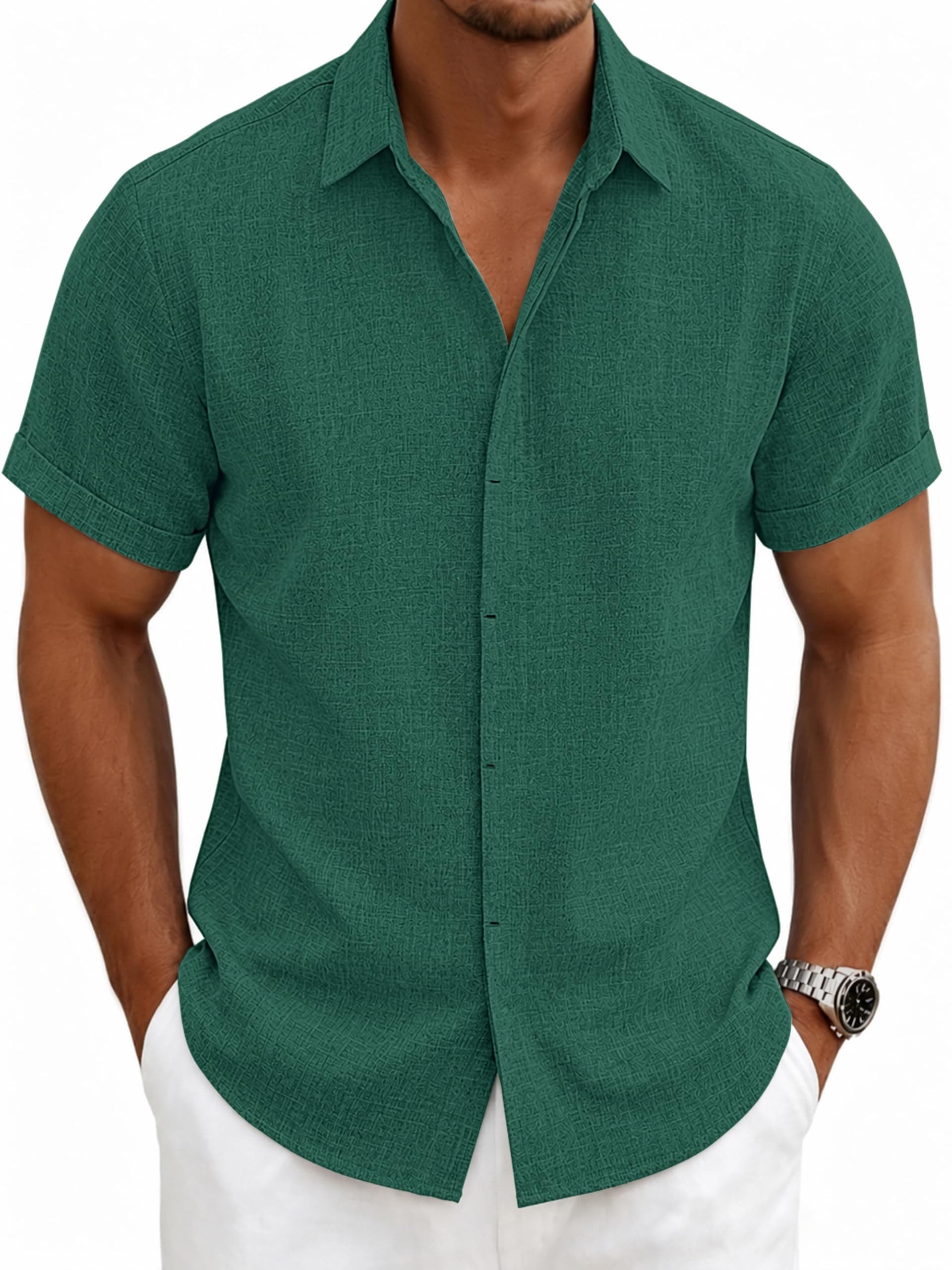 Mens Linen Shirts Short Sleeve Casual Shirt Button Down Summer Beach Vacation Tops Men Casual Dress Shirts Breathable chez Amazon US
