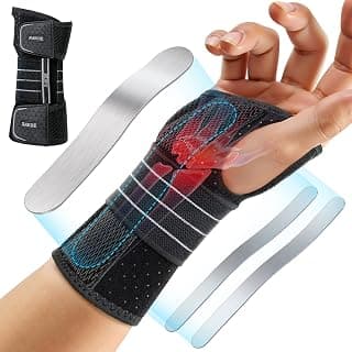 Rakiie Attelle de poignet pour canal carpien pour sommeil nocturne, gris | Réglable, 3 attelles métalliques, pas de pression sur le... chez Amazon Canada