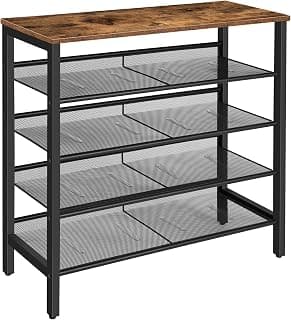 HOOBRO Meuble étagère à chaussures, 5-Tier Shoe Storage Unit Flat & Slant Adjustable Shoe Organizer Shelf for 16 Pairs,... chez Amazon Canada