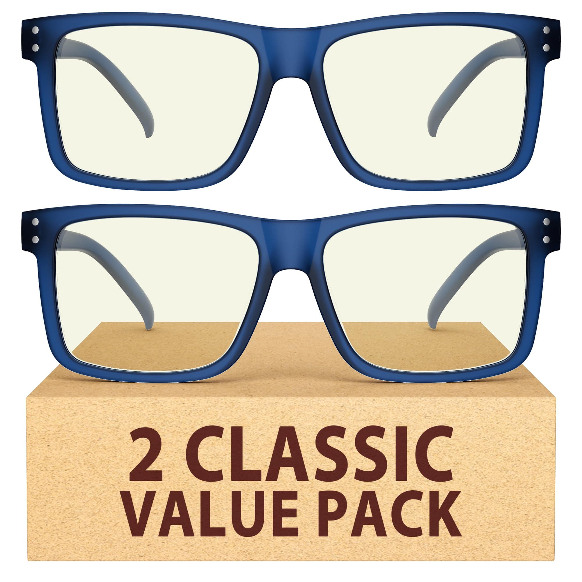 Eyekepper 2 Pack Oversized Reading Glasses Square Large Blue Light Readers for Men Women - Blue +1.50 chez Amazon US