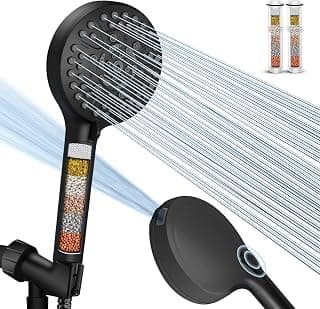 Filtered Shower Head with Handheld High Pressure 10 Spray Modes,Matte Black | with Filters Mineral Beads, Built-in... chez Amazon Canada