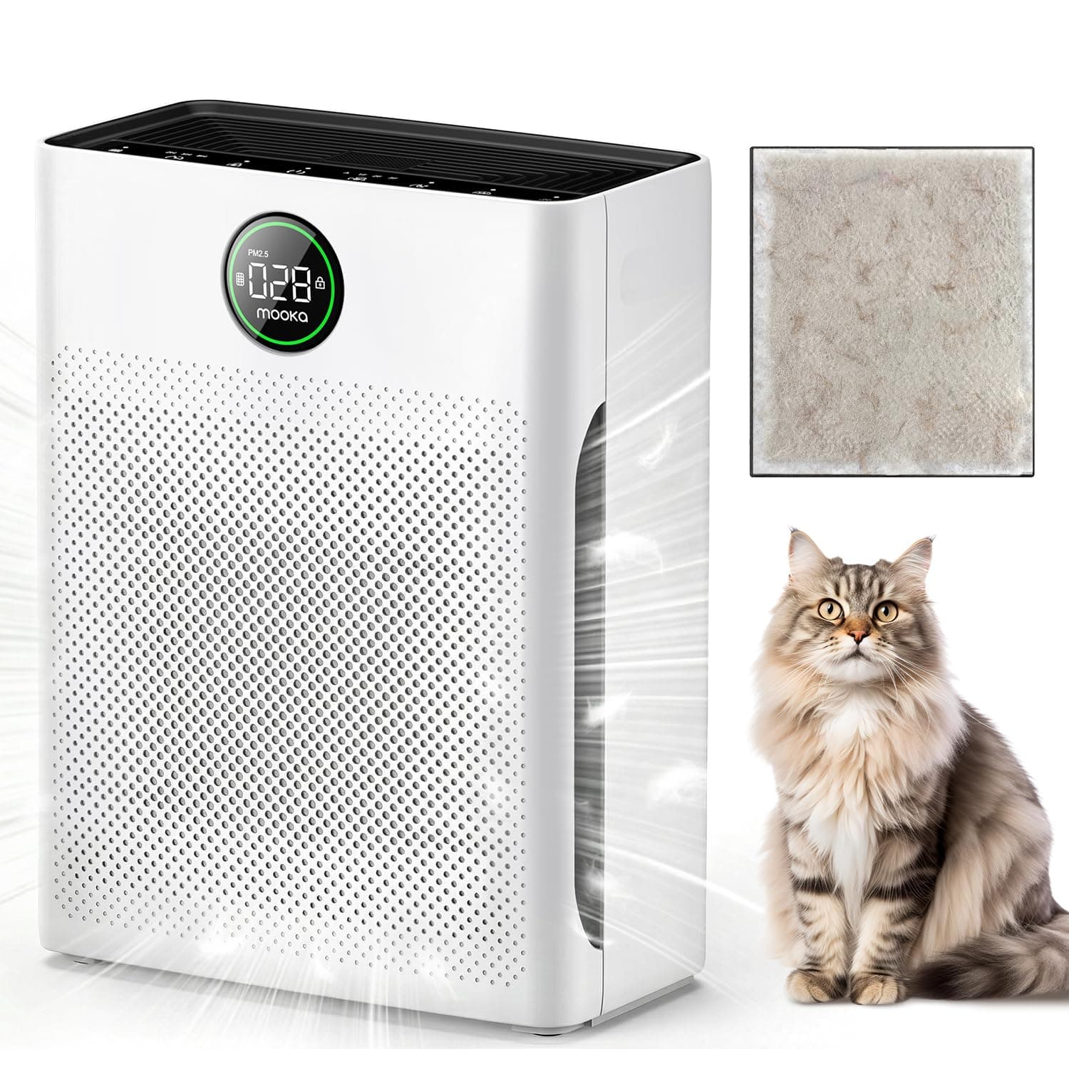 MOOKA Air Purifier for Home Large Room up to 2200 Ft², H13 True HEPA, PR1 | Pet Mode Air purifier with 26db Quiet HEPA Sleep Mode, AQI... chez Amazon US