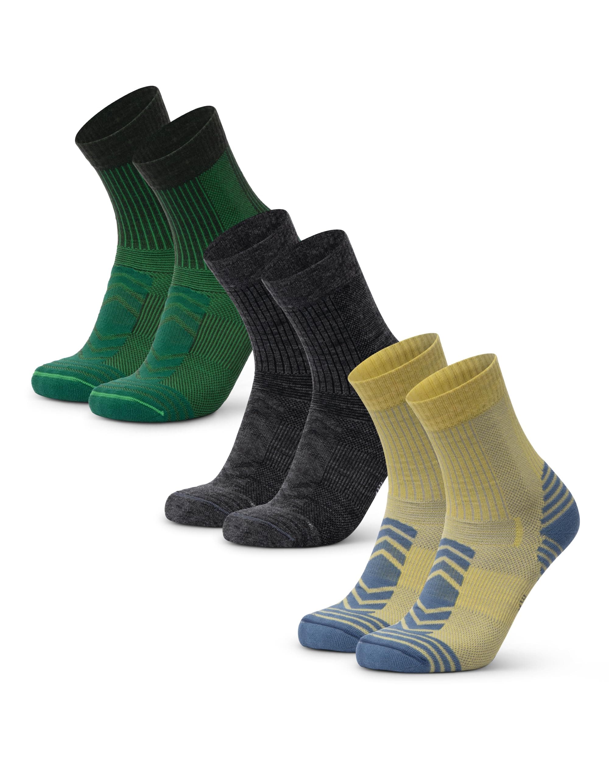 DANISH ENDURANCE Hiking Socks, Lightweight Merino Wool Walking Socks with Anti Blister Cushioning, for Men & Women, Unisex, 3 or 5 Pack