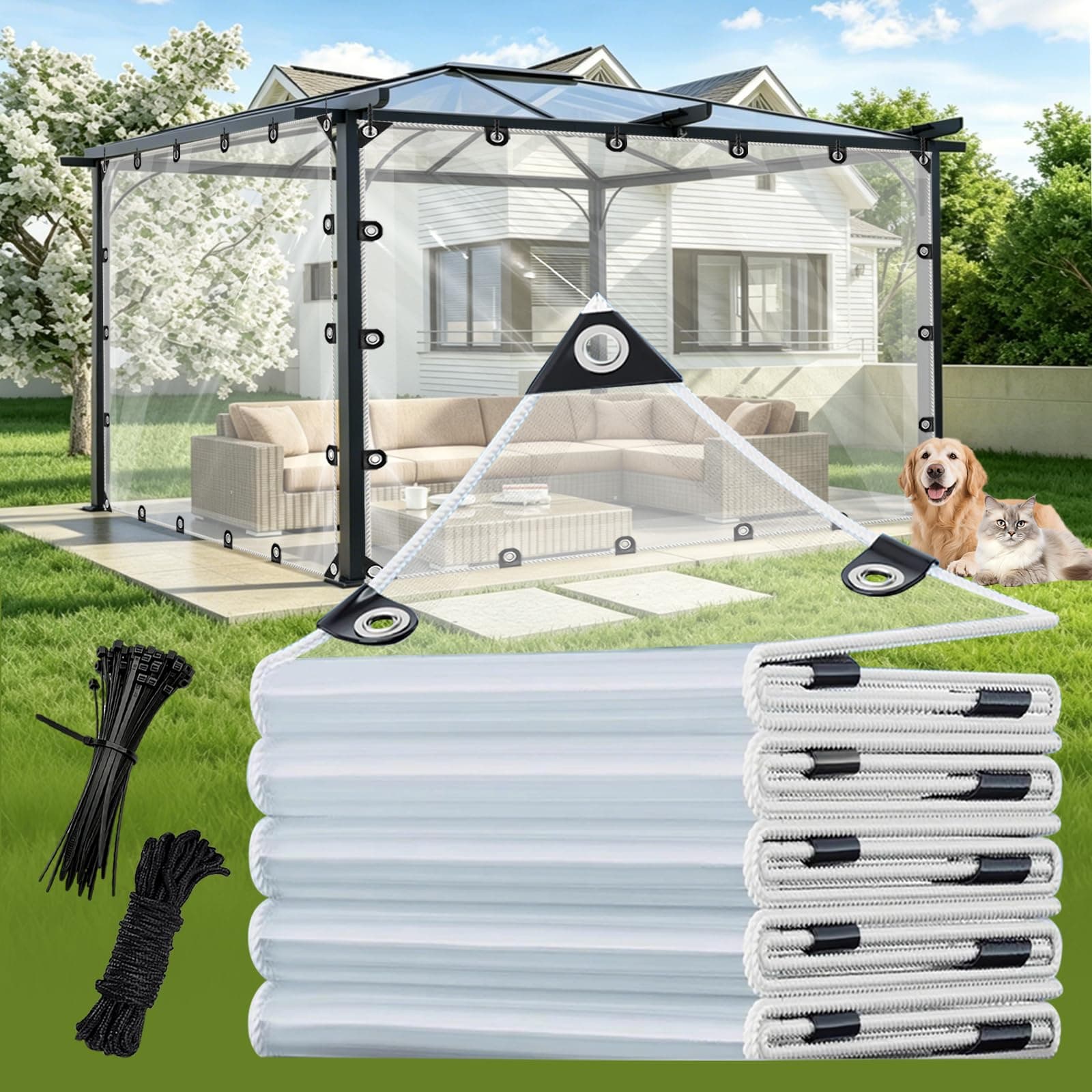 LCYFBE Clear Tarp 6x12 FT Heavy Duty Waterproof Tarps Cover, Grommet Every 20 Inches, for Patio, Plant, Garden, Chicken Coop chez Amazon US