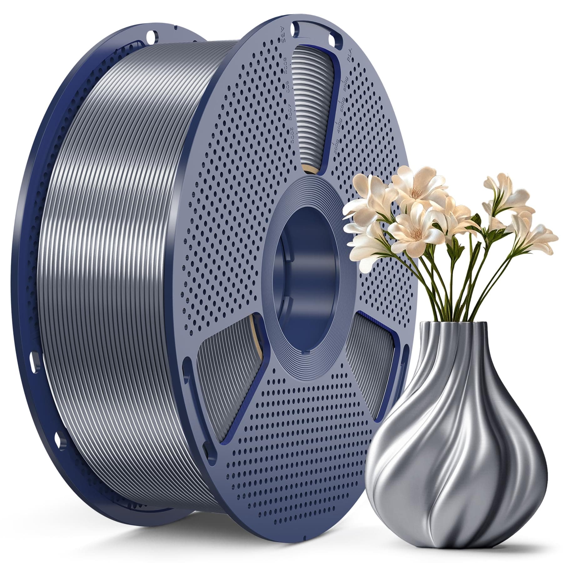 SUNLU Silk PLA+ Filament, Shiny Metallic Silk 3D Filament 1.75mm | High Strength PLA PLUS 3D Printer Filament, 1KG Spool, silk Gray chez Amazon UK