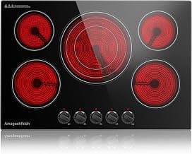 Table de cuisson électrique intégrée de 30 pouces avec brûleurs à anneau triple extensibles, table de cuisson en céramique 5 brûleurs... chez Amazon Canada