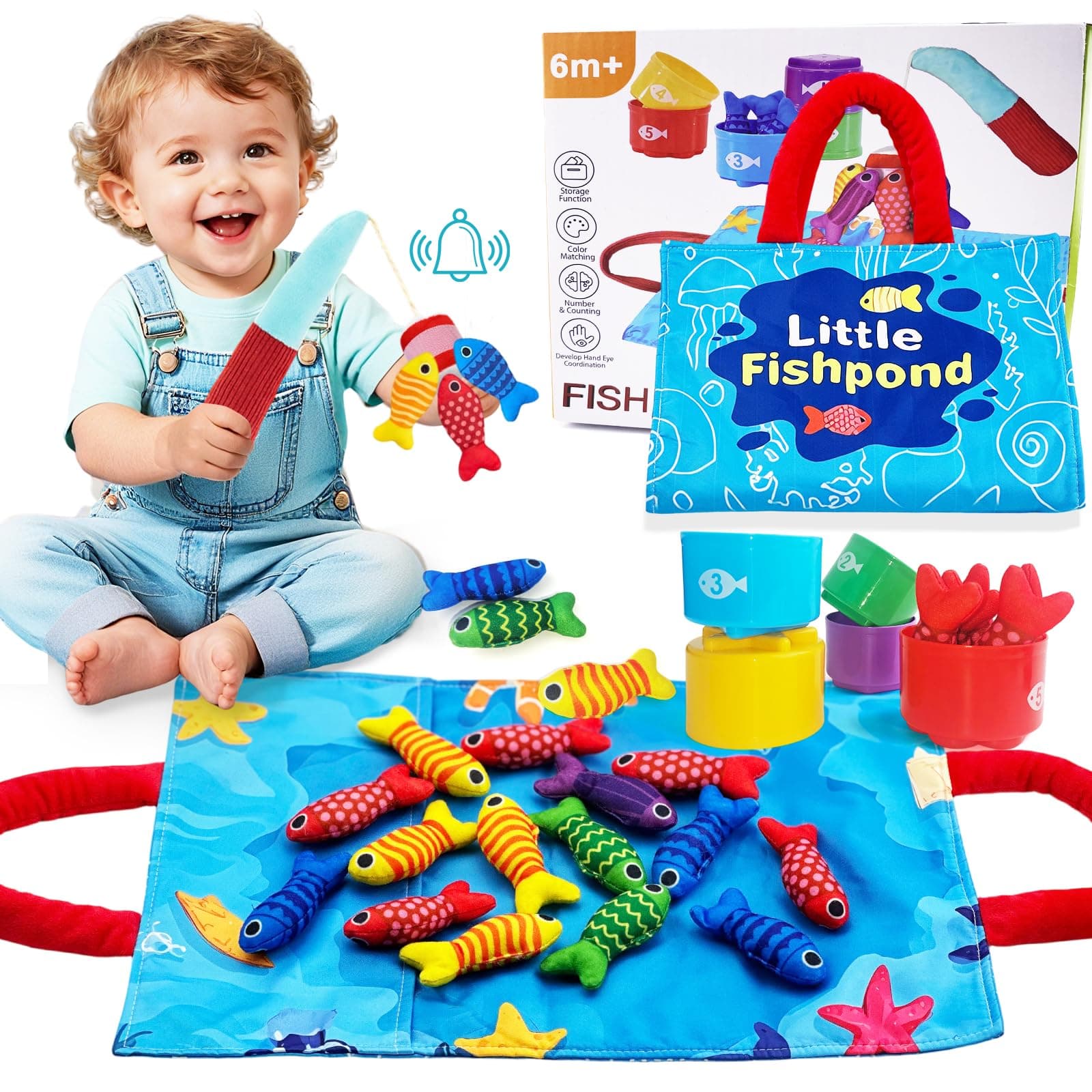 Baby Toys for 1 2 3 Year Old Boys Girls - Montessori Toys for 1 2 3 Year Old 10 in 1Multifunctional Fabric Fishing Game for Kids Toddler chez Amazon UK
