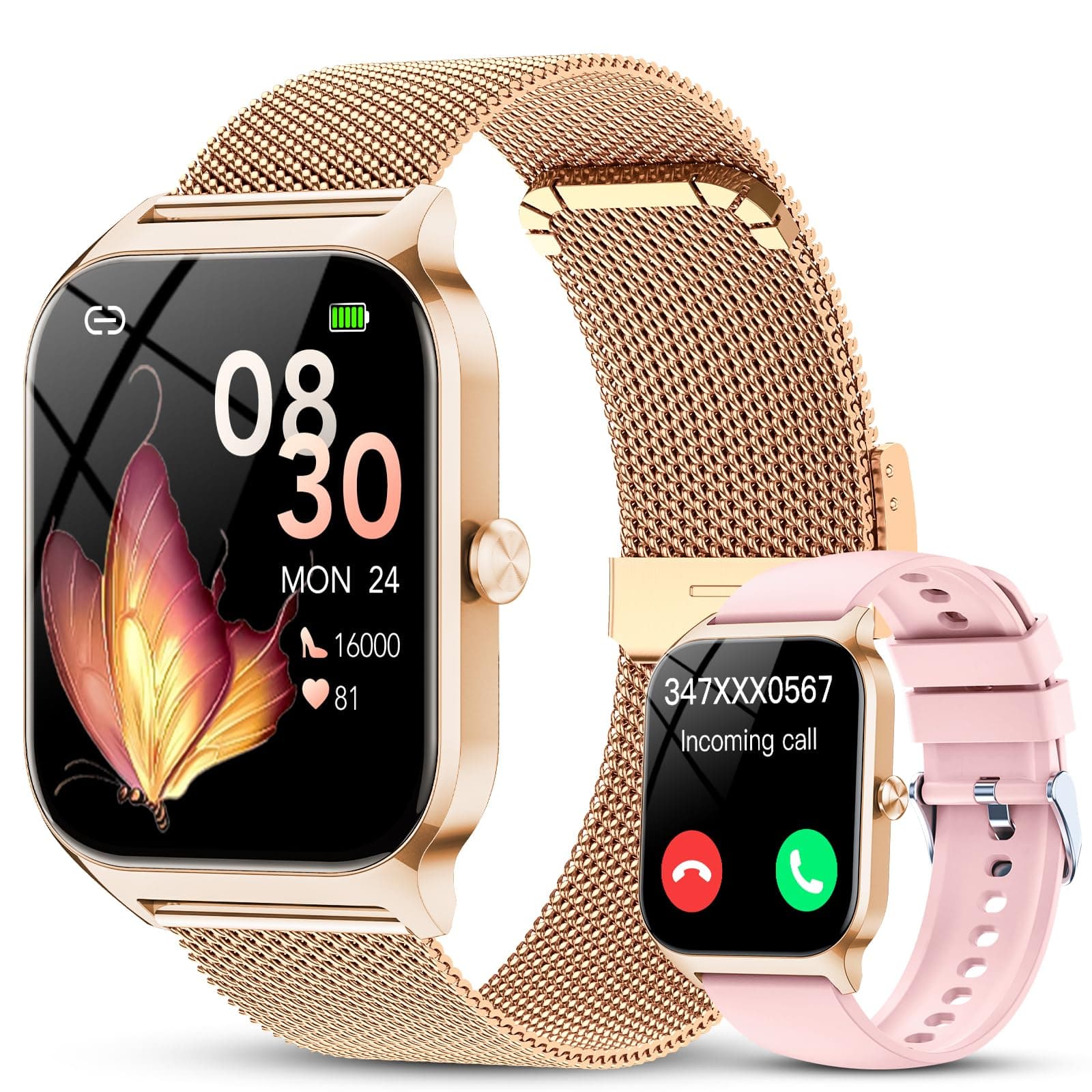 Smart Watch for Women(2 Strap), 1.85"HD Fitness Watch with Bluetooth Calls/Messages, 24/7 Heart Rate/Sleep/SpO2 Monitor, 120+ Sport... chez Amazon UK