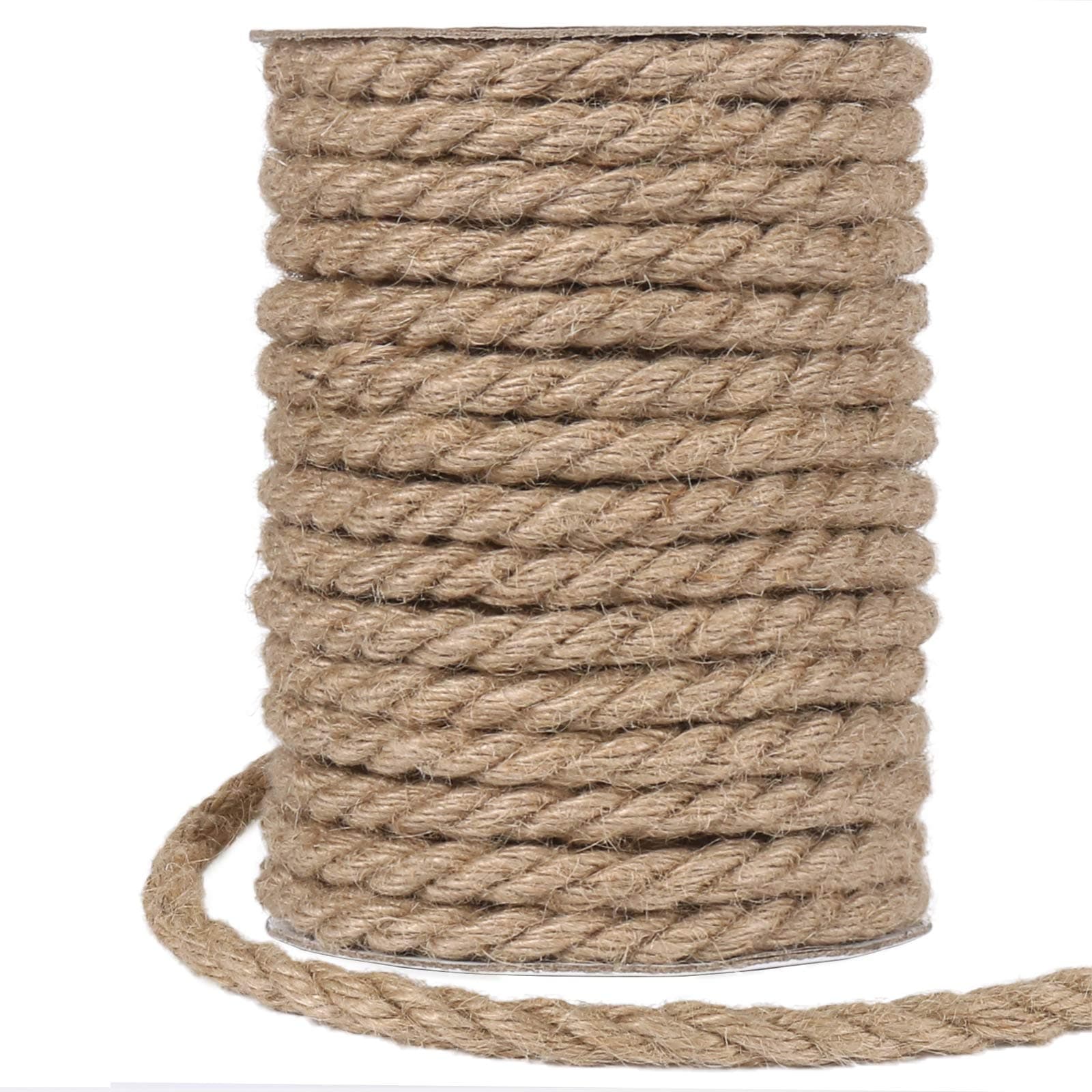 Tenn Well 10mm Jute Rope, 50 Feet Thick Natural Brown Jute Twine | for Gardening, Bundling, Camping, Decorating chez Amazon UK