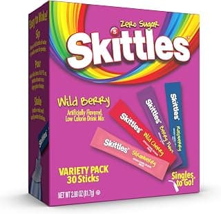 SINGLES TO GO! Skittles 30 sachets Singles To Go Pack Variété Baies Sauvages, Poudre pour Boisson, Zéro Sucre, Faible en Calories,... chez Amazon Canada