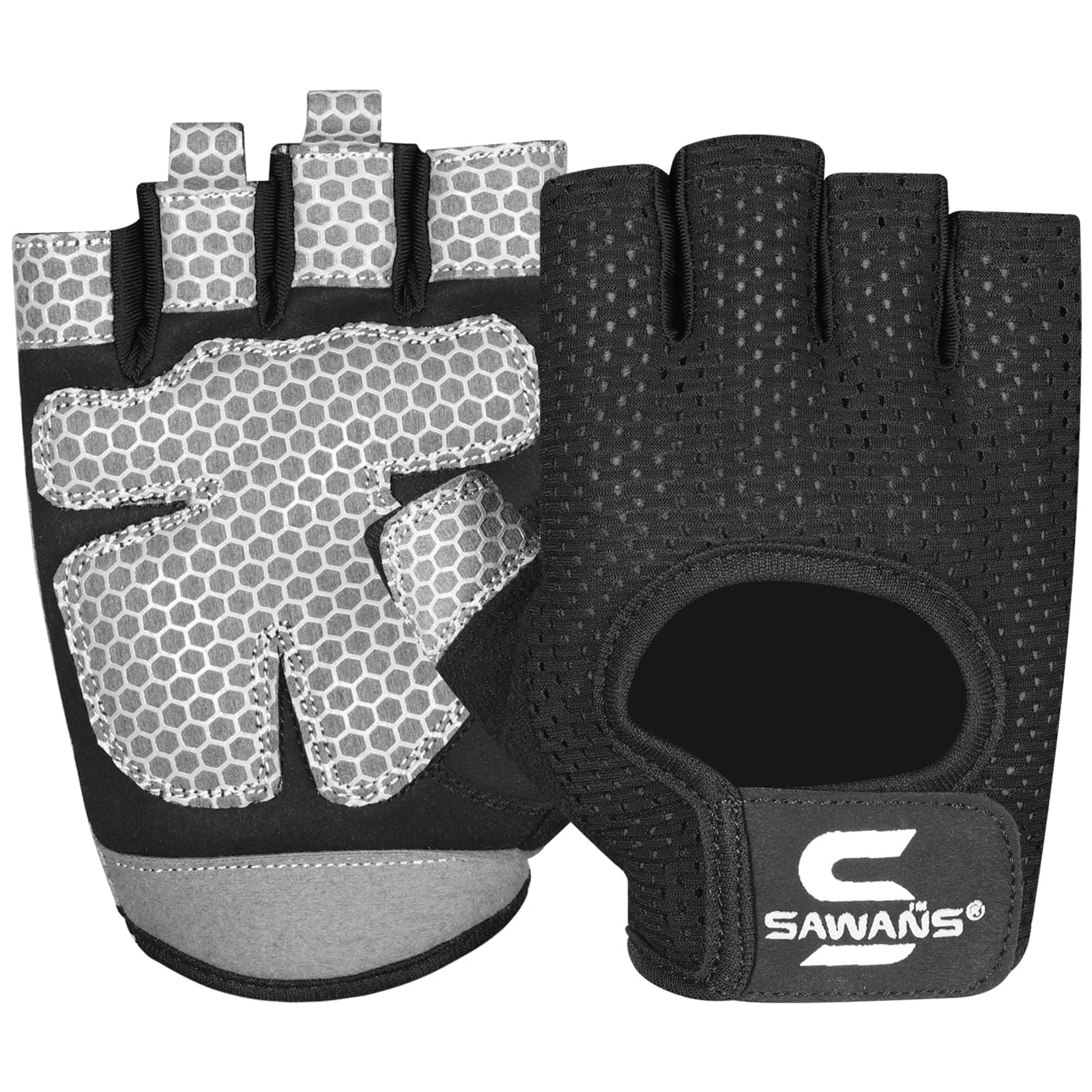 SAWANS Gym Gloves for Men and Women, Breathable Gloves for Women, Silicone Non-Slip Palm Protection, for Training, Cycling, Traction etc