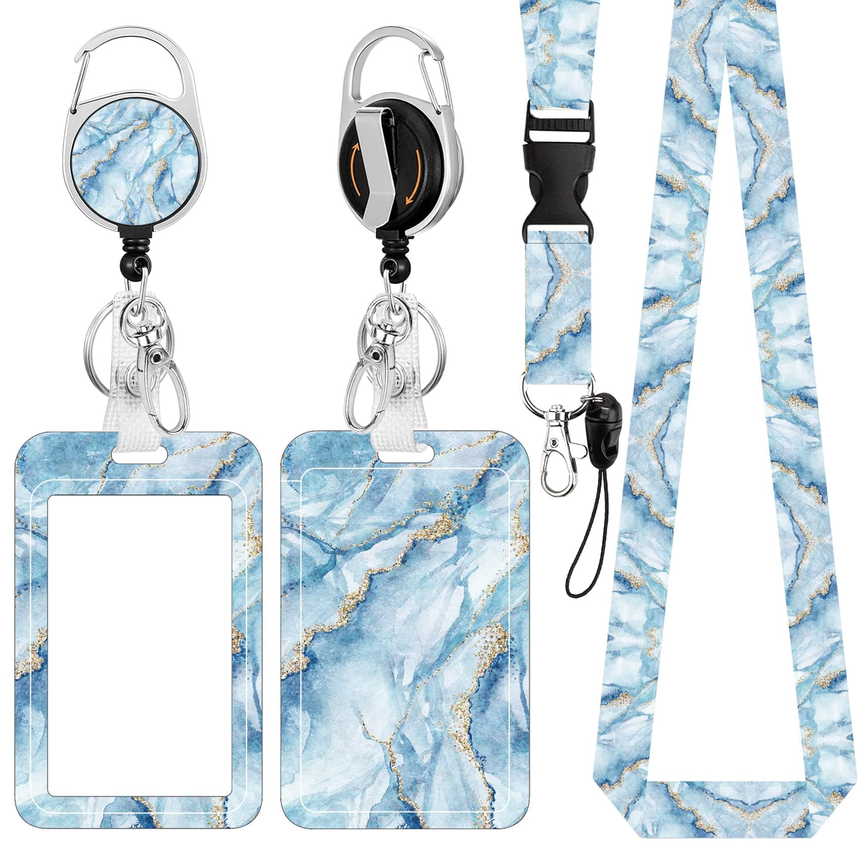 ID Badge Holder with Lanyard, Retractable Badge Reel with Swivel Belt Clip, Detachable Lanyard Name Card Tag Vertical chez Amazon US