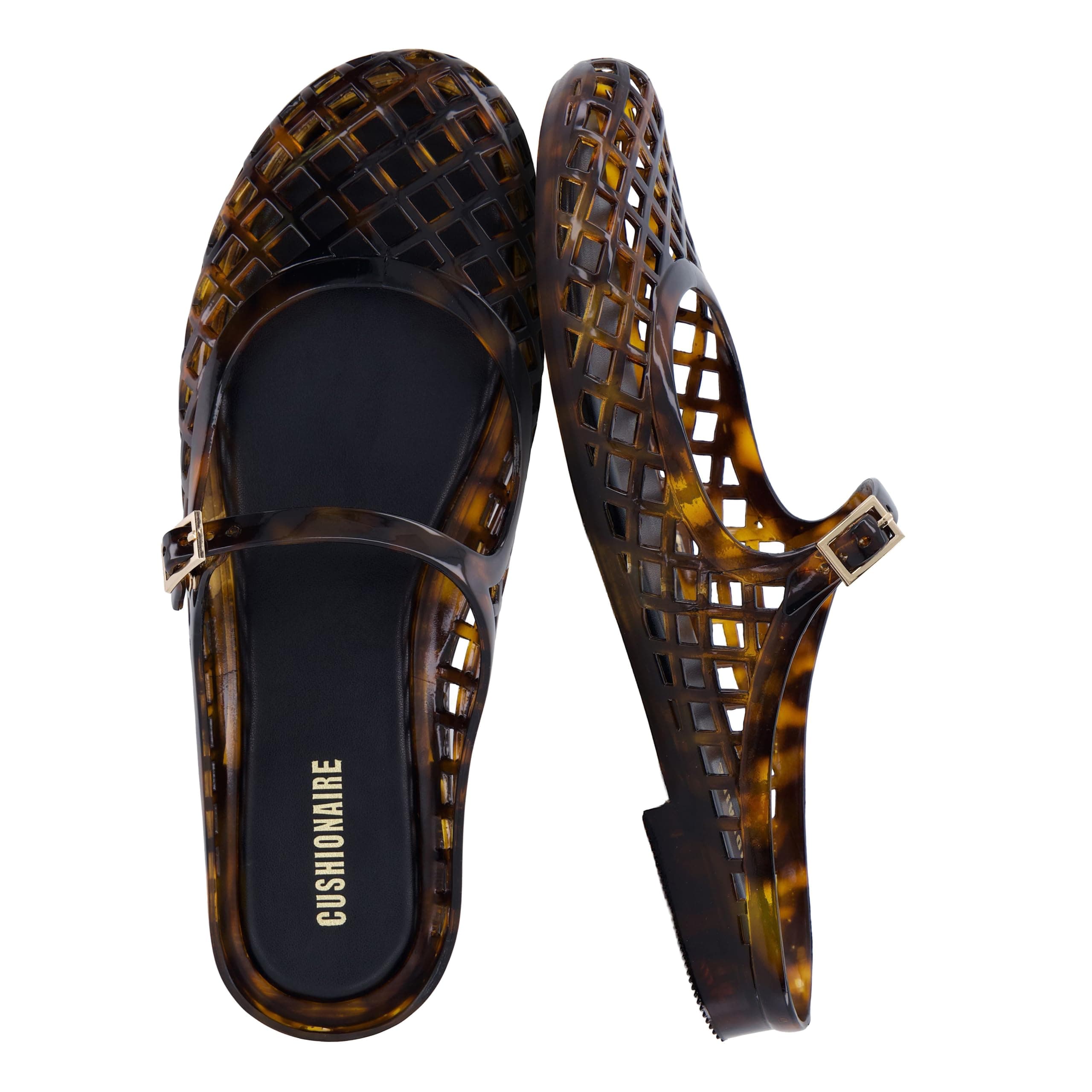 CUSHIONAIRE Java Casual Womens Jelly Flats with Adjustable Strap, Closed Toe Mary Janes Mule Design, Waterproof Jelly Sandals for Women chez Amazon US