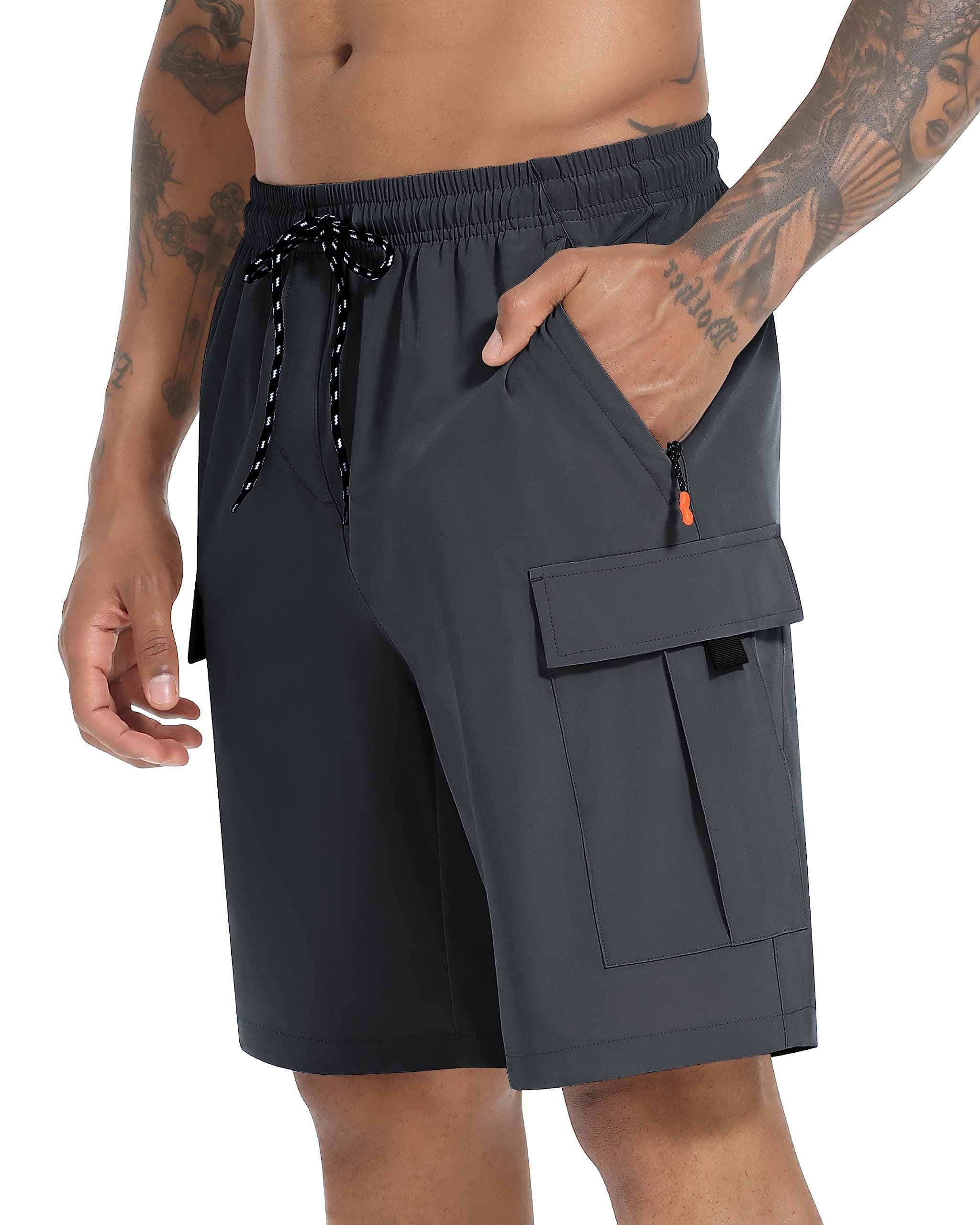 Men's Cargo Shorts Quick Dry Lightweight Stretch Hiking Shorts for Men with 5 Pockets No Lining
