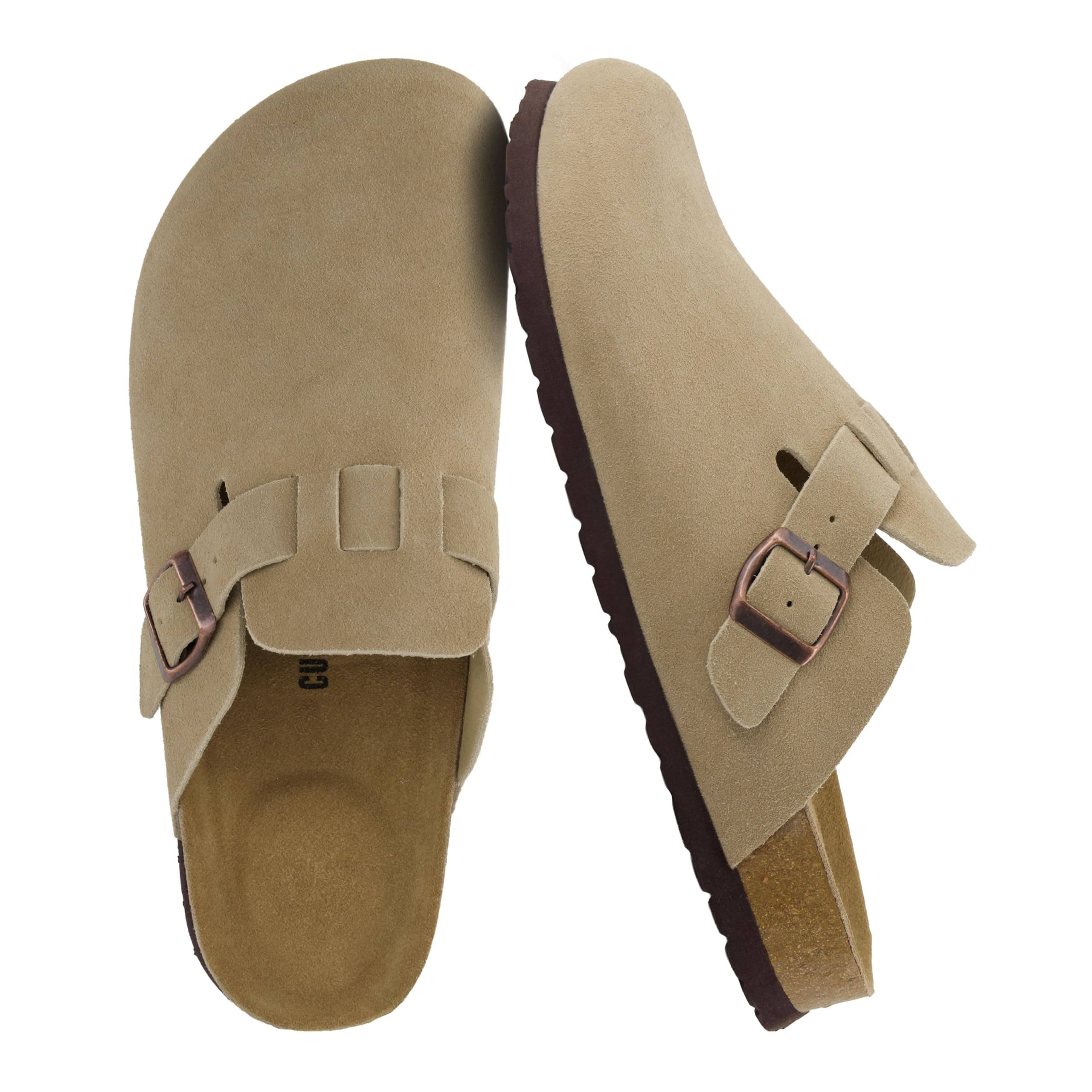 CUSHIONAIRE Haze Genuine Suede Leather Mens Clogs - Comfortable Slip On Potato Shoes for Men with Adjustable Buckle