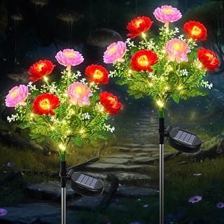 Ninonly 2 Pack Solar Garden Lights Outdoor Waterproof with 7 Flower | Solar Flower Lights Outdoor Garden Decor, Solar... chez Amazon Canada