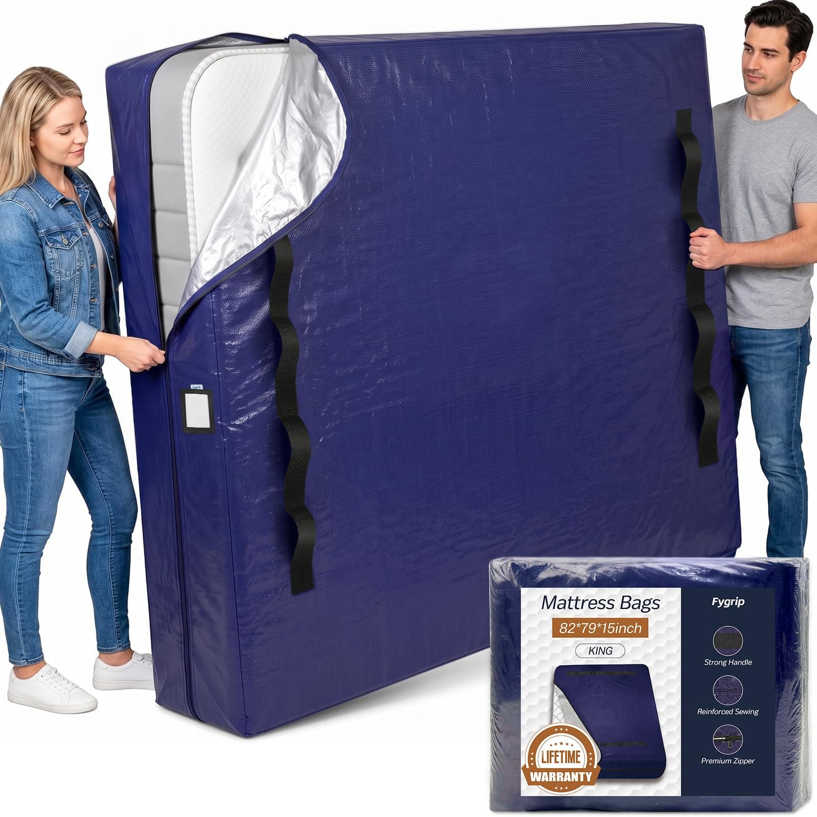 Extra Heavy Duty Mattress Bags Bed Cover for Moving & Storage, King | Water-Resistant Reusable Extra-Thick Mattress Protector with... chez Amazon US
