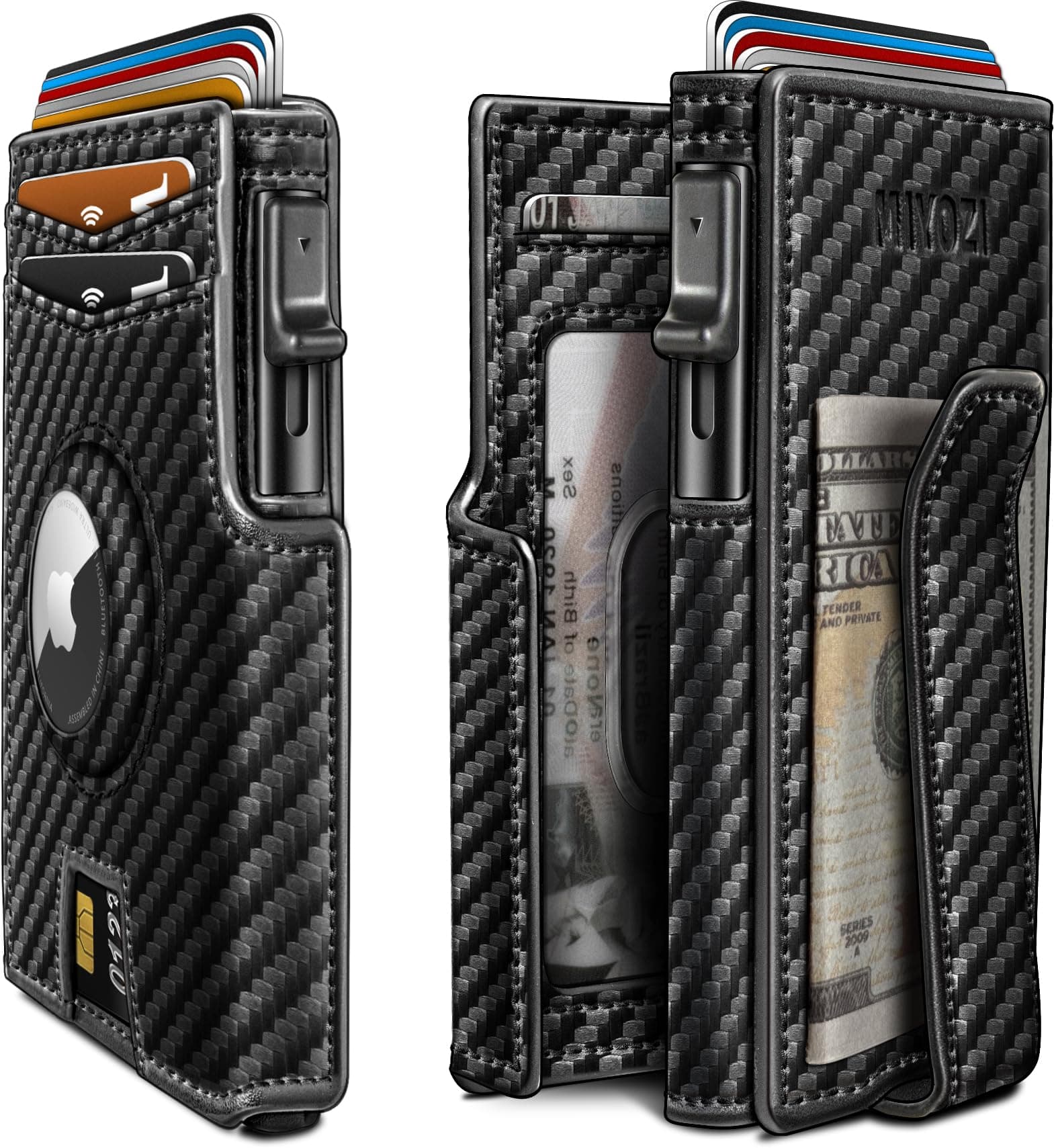 MIYOZI Airtag Wallet for Men,with Money Clip 10 Cards Metal Case Smart Slim Pop Up Credit Card Holder Flip with Magnetic Closure RFID Blocki chez Amazon Canada
