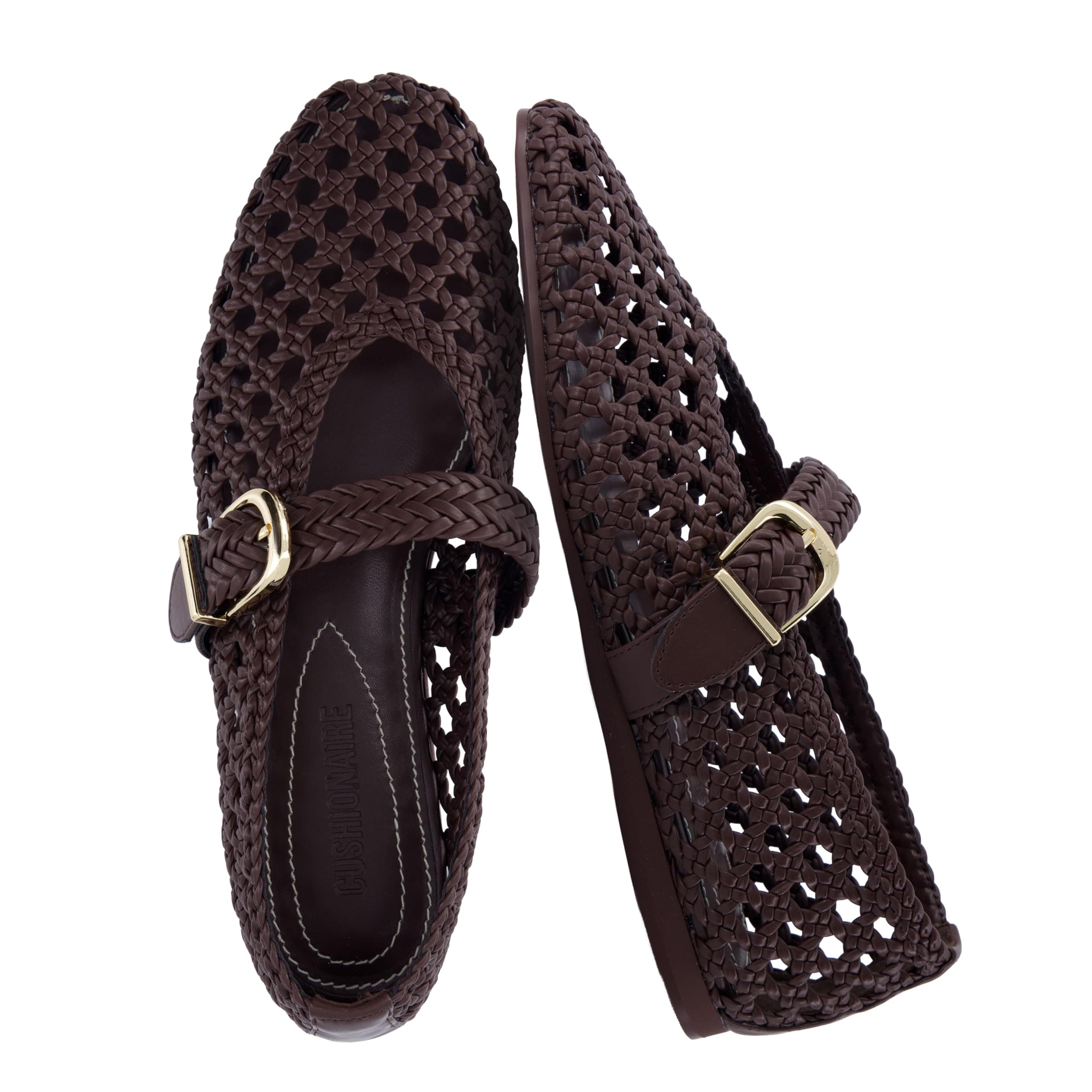 CUSHIONAIRE Wit Hand Woven Womens Flats, Comfortable Mary Jane Ballet Flat with Adjustable Buckle Braided Strap and Cushioned Memory Foam chez Amazon US