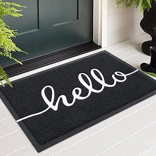 Colorxy “Hello” Door Mat Dirt Trapper Doormats, 30" x 17.5", Black | Non-Slip Low Profile Durable Door Mat for Outdoor, Indoor,... chez Amazon Canada