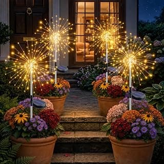 Fireworks Lampes solaires extérieures jardin Outdoor 4-Pack, 120 LED Starburst Lampes solaires extérieures jardin with... chez Amazon Canada