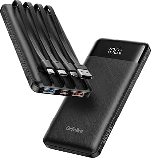 Orfeika Fast Charging Portable Charger Power Bank with 4 Built-in Cables | 10000mAh,20W PD USB C, Slim&Compact, 6 Outputs, LED... chez Amazon Canada