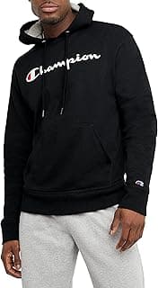 Champion Men's Pullover Graphic Fleece Hoodie, Standard Fit, Midweight Fleece, Classic Script Logo chez Amazon US