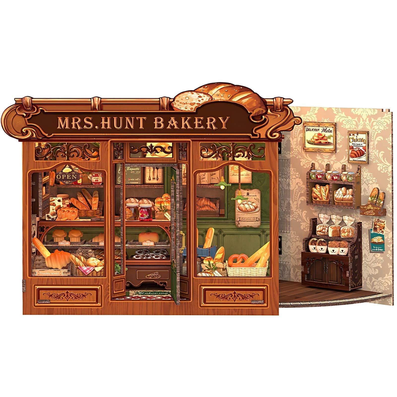 Fsolis DIY Miniature House Kit - Book Nook Bakery | 3D Wooden Puzzles for Adults Bookshelf Mini Building Gifts for Women (MRS.Hunt Bakery) chez Amazon US