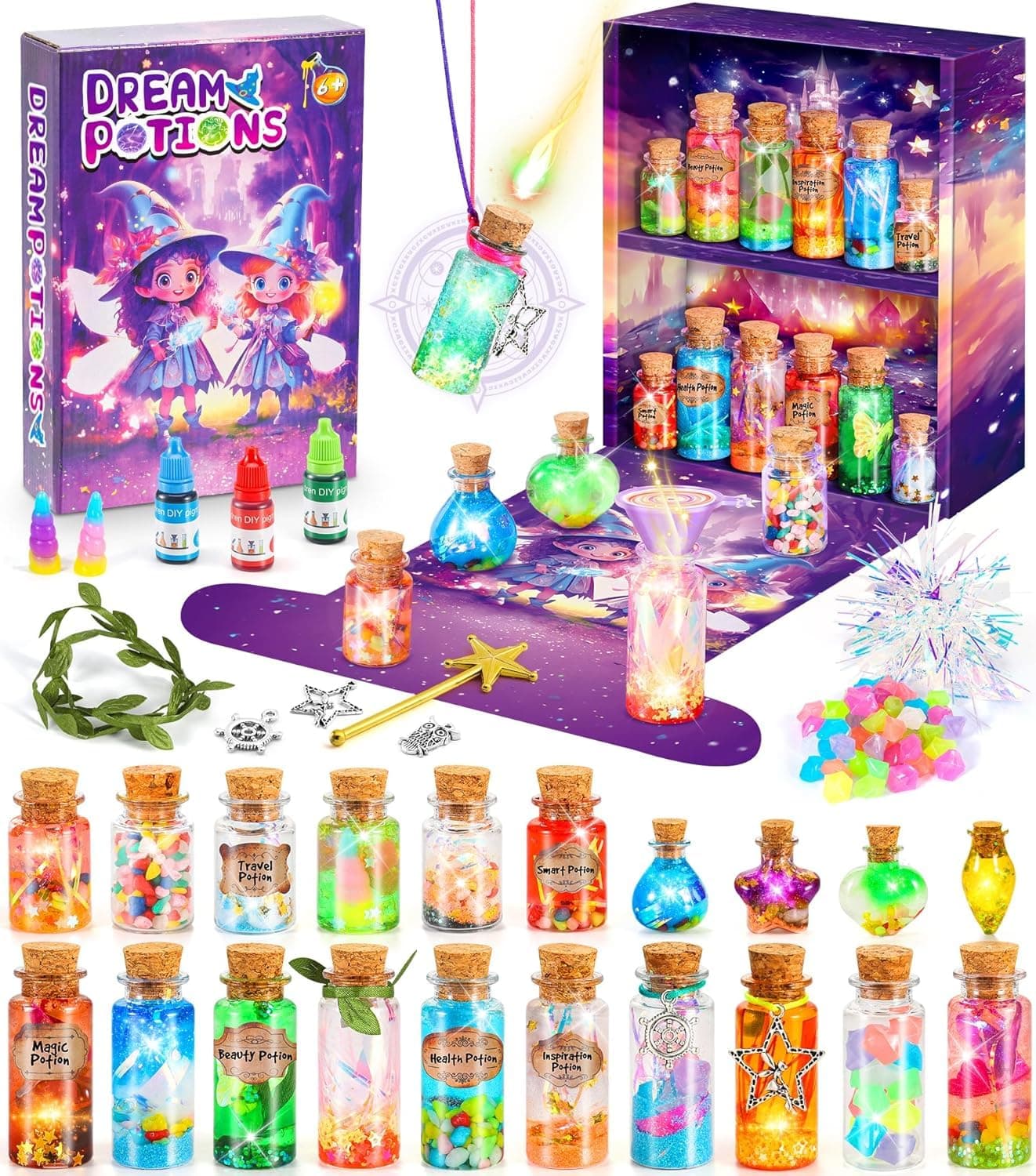 Subtail Potion Making Kit Children with 20-Bottle & Recipe Book, Craft Kits for Kids