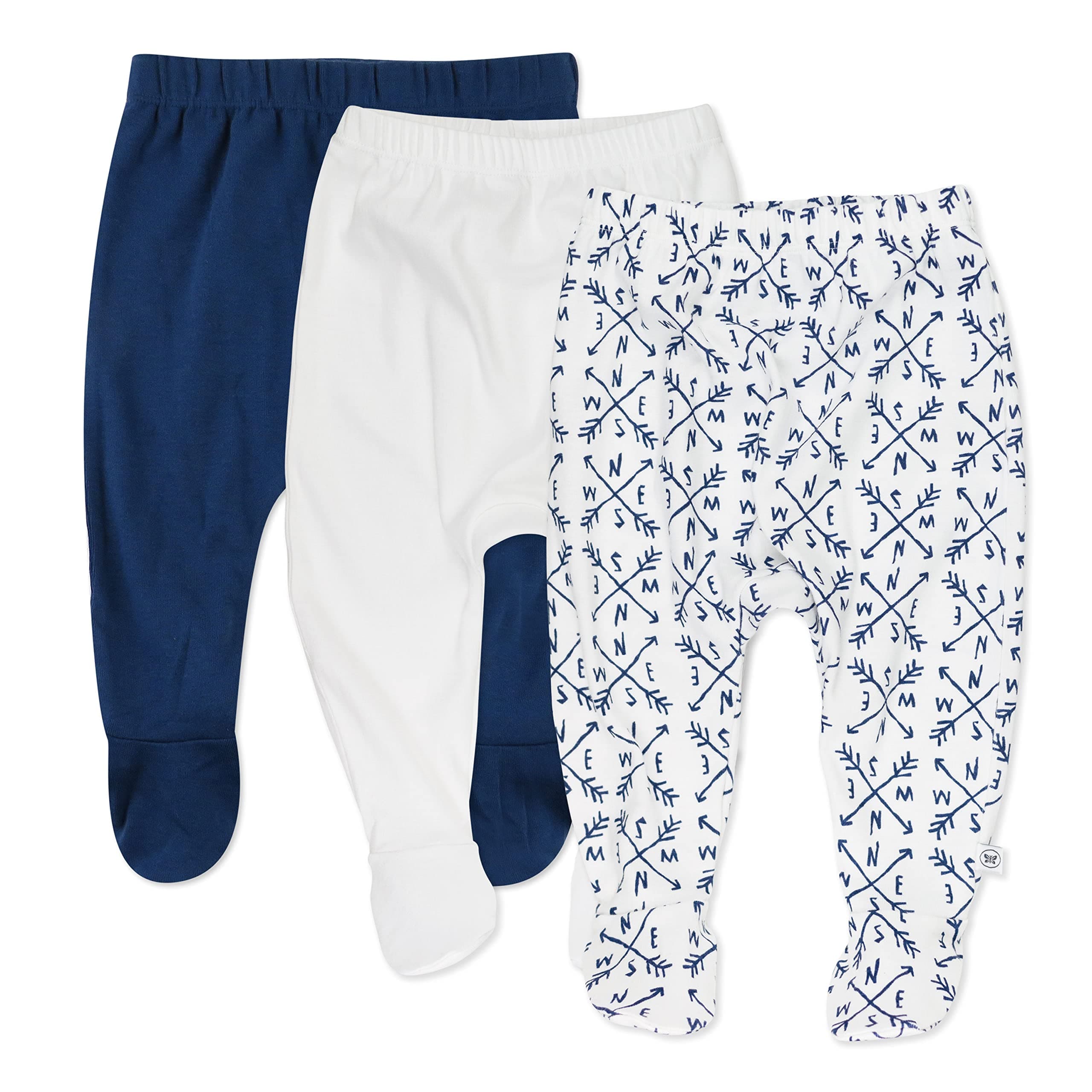 HonestBaby Baby 3-Pack Footed Pants Roomy Fit Pull on Bottoms 100% Organic Cotton for Infant Baby Boys, Girls, Unisex chez Amazon US