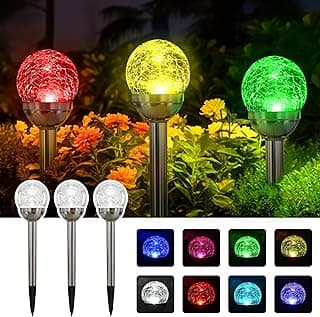 SOLPEX Solar Garden Lights Outdoor, 3 Pack Multi-Color Changing&Blanc 2 Modes Solar Powered Glass Ball Garden Lights... chez Amazon Canada