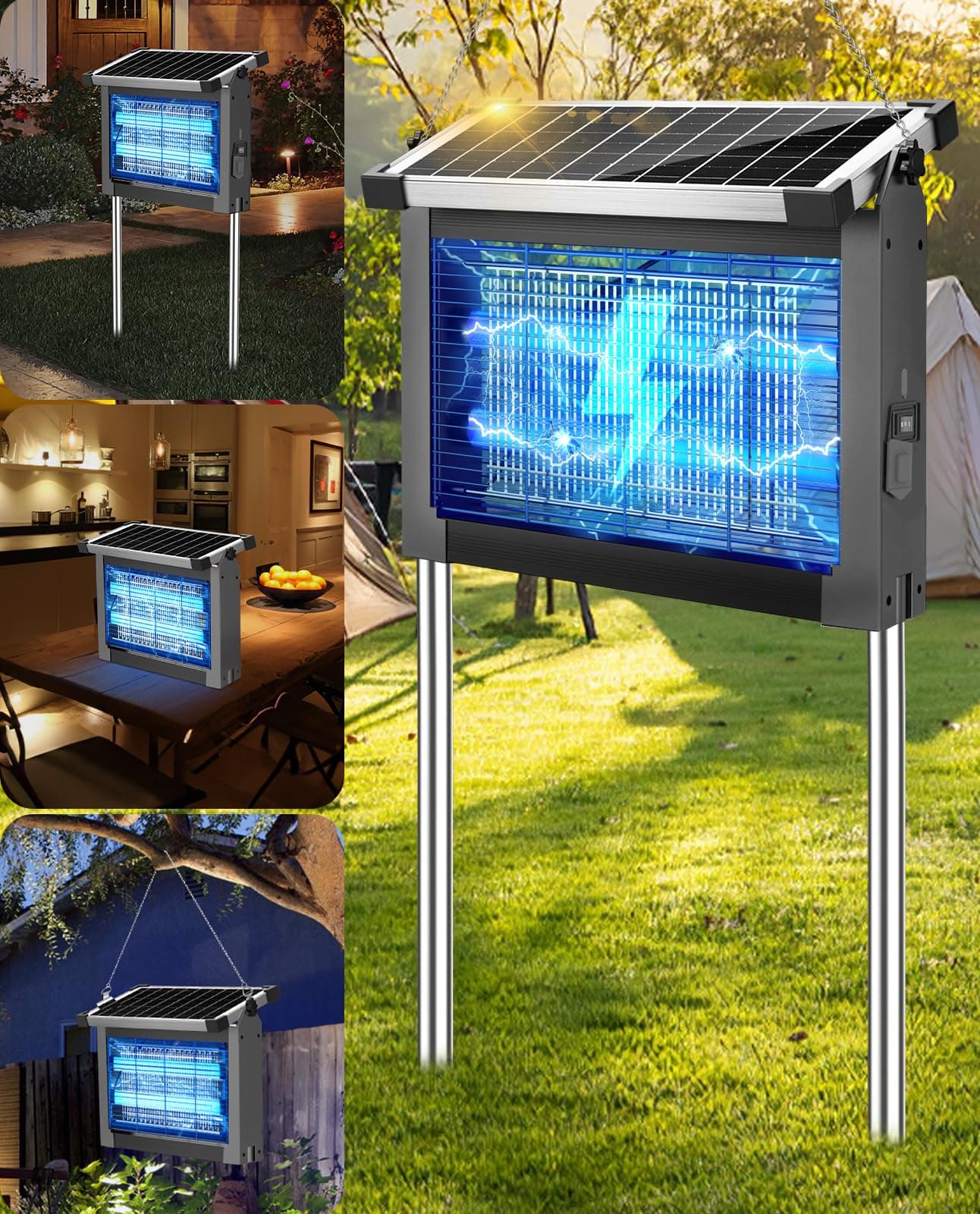 Solar Bug Zapper Outdoor, 4500V Mosquito Zapper Fly Traps Outdoor for Patio | chez Amazon US