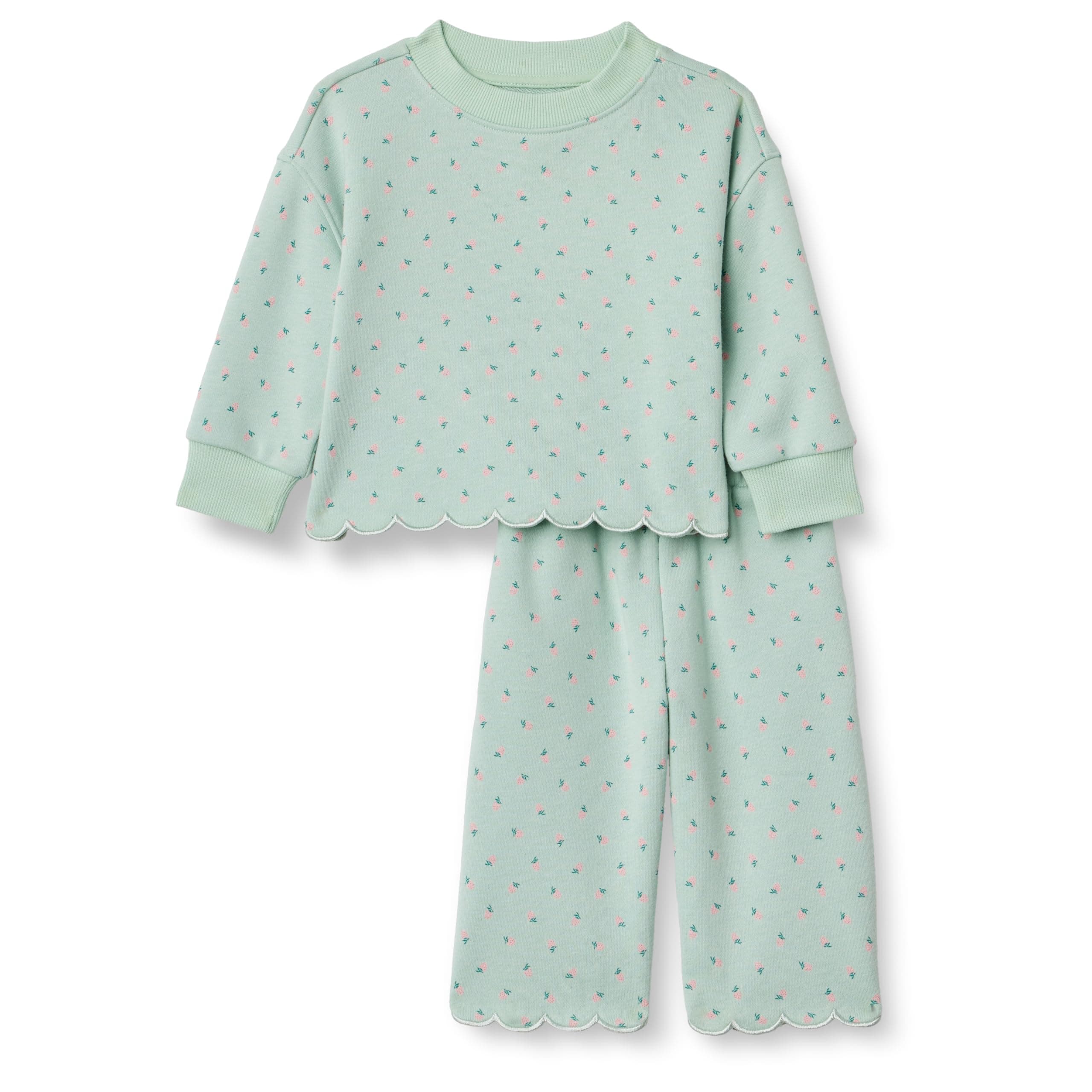 Amazon Essentials x Sofia Grainge Toddlers and Baby Girls' French Terry Sweatshirt Pant and Top Set