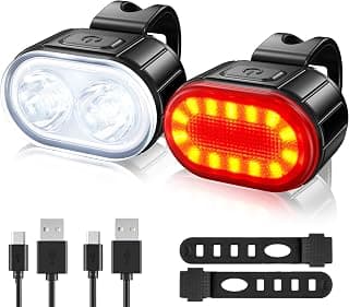 Ensemble de phares de vélo rechargeables par USB, super lumineux, 2 LED avant et arrière, étanche IPX5, pour homme, femme, enfant (4/6... chez Amazon Canada