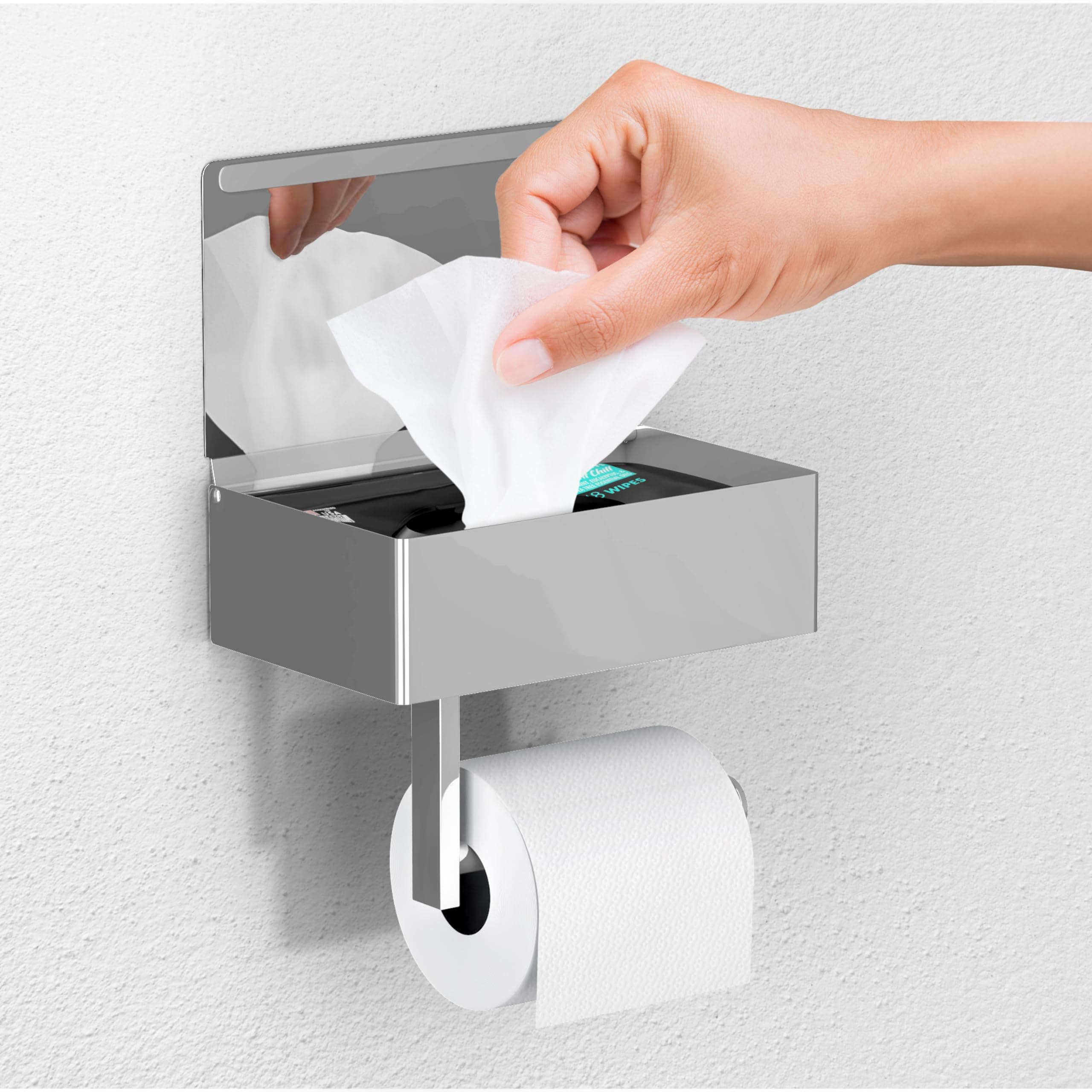 Day Moon™ - Toilet Paper Holder with Shelf - Modern Roll Holder for Bathroom - 1 Pack - Wall Mount - with Storage, Polished Chrome chez Amazon US