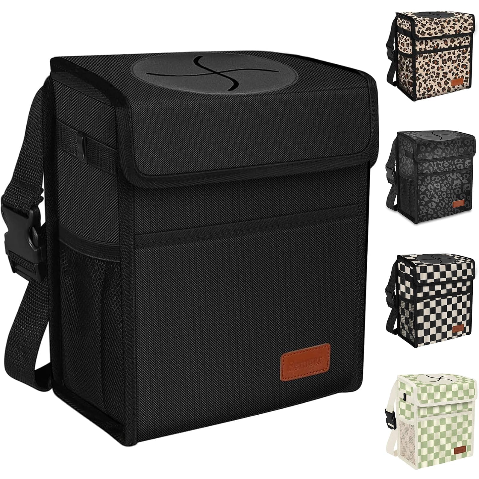Femuar Leak Proof Car Trash Can with Lid - Waterproof Automotive Garbage Bin for SUVs, Collapsible and Portable Car Trash Bag, Black chez Amazon US