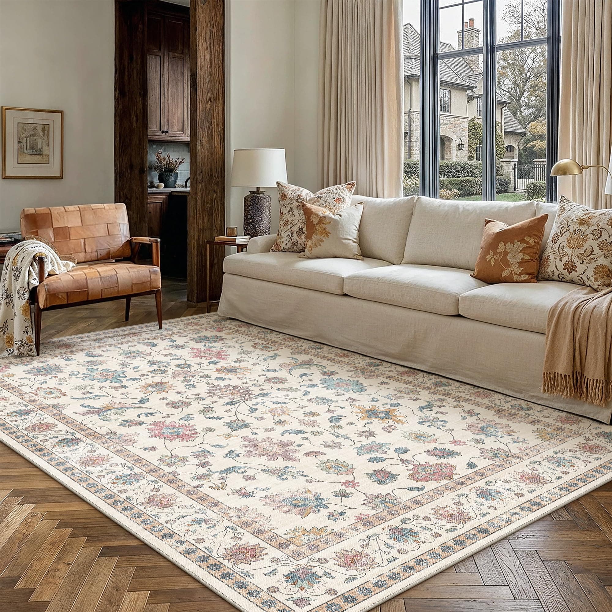 PureCozy Washable Rugs Living Room 160x230cm Floral Carpet, Multicolour | Non Slip,Lightweight, Soft, Lounge, Dining Room, Office chez Amazon UK
