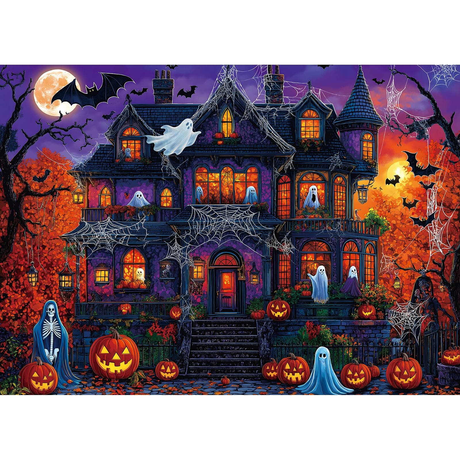 Halloween Puzzle 1000 Piece with Letters on Back for Adults, Ghost House | Jigsaw Puzzle Featuring Spooky Artwork Ghostly Monster, chez Amazon US