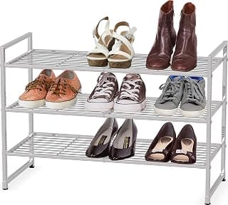 Simple Houseware 3-Tier Stackable Wired Grid Shoe Rack, Silver | 9 Pairs of Shoes Storage Organizer for Closet,... chez Amazon Canada