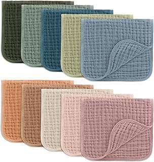 Comfy Cubs Muslin Burp Cloths 50x25cm 10 Pack Baby Burp Cloths - Multicolor | Large 6-Layer Ultra-Absorbent 100% Cotton for Babies... chez Amazon Canada